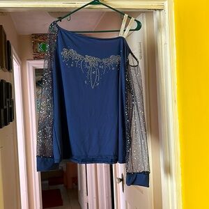 Navy studded shirt with transparent sleeves